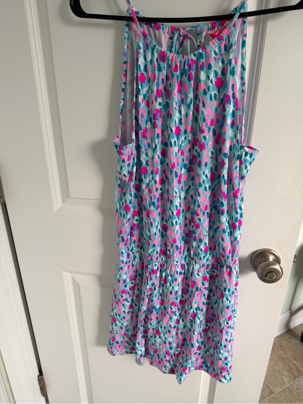 Lilly Pulitzer spotted Sleeveless Sundress - Pink & Teal shorts underneath